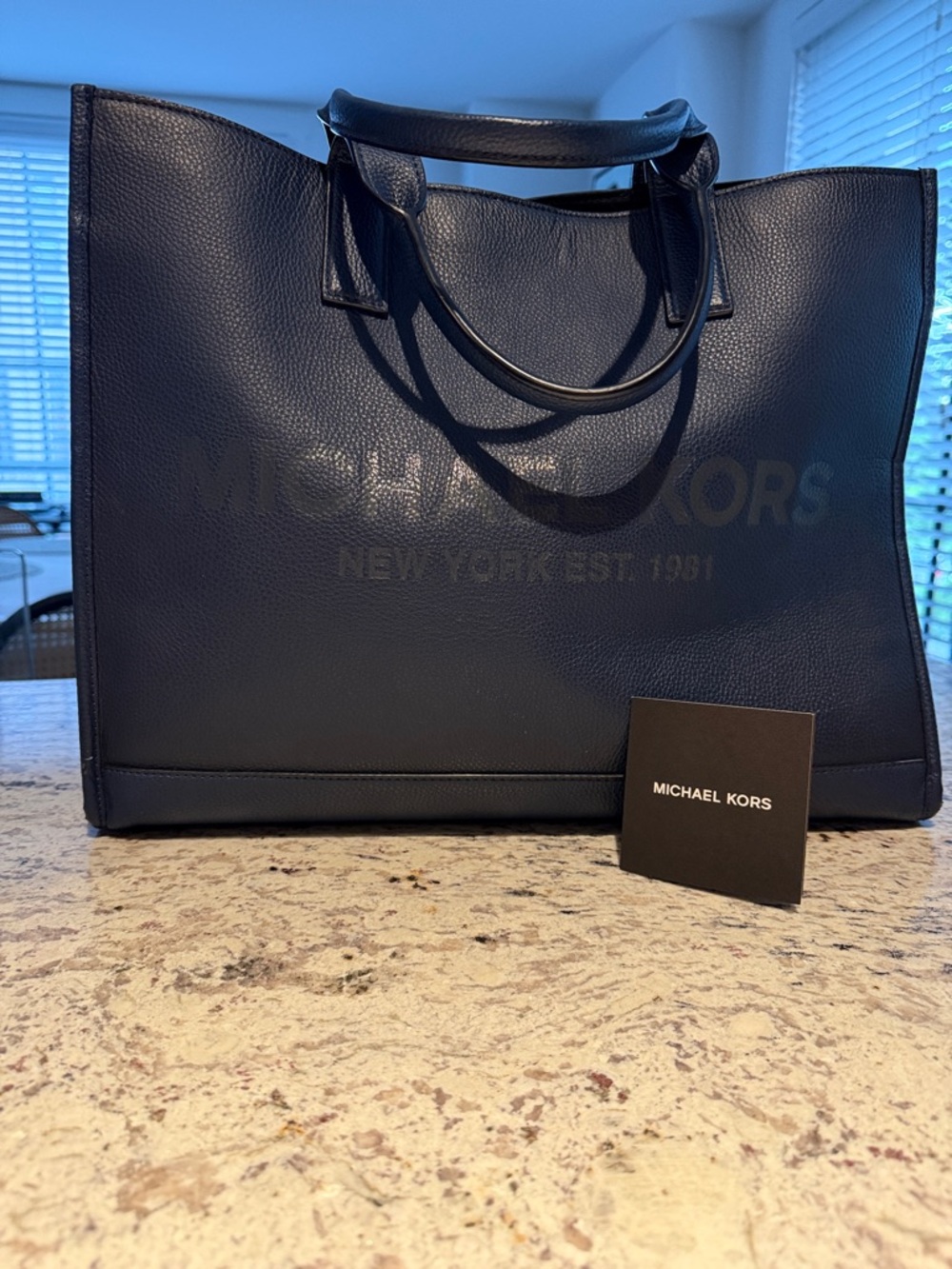 Michael Kors Navy Pebbled Leather Tote